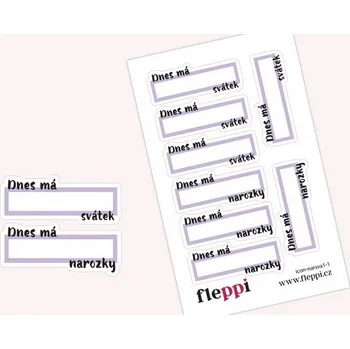 Diář Fleppi Samolepky Dnes má svátek v různých barvách pastelově fialové
