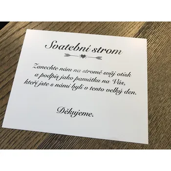 Svatební dekorace Svatba-eshop Cedulka návod ke svatebnímu stromu na otisk a podpis s šípy a srdíčkem - návody ke svatebním koutkům