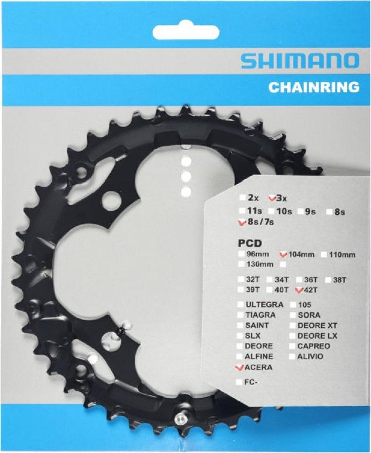 Pédalier VTT Shimano Acera M361 - 7/8 Vitesses - Noir - 175mm - 42/32/22 Dents - Neuf