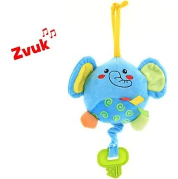 plyšák Slon plyšový 13cm s hracím strojkem na natažení 0m+