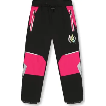 Dívčí kalhoty Dívčí softshellové kalhoty nezateplené Kugo HK2870, černé s růžovou