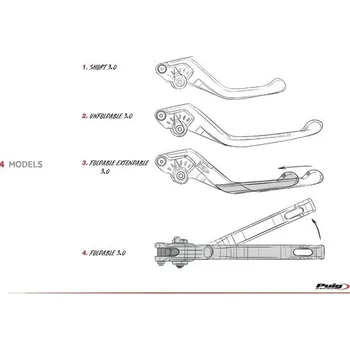 Motodíl PUIG Páčka brzdy bez adaptéru PUIG 3.0 130AA krátké modrá/modrá