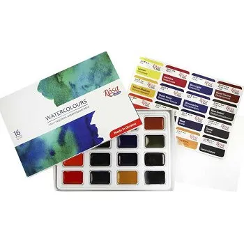 Vodová barva Sada studentských akvarelových barev Rosa 16ks (Sada studentských akvarelových barev Rosa 16ks)
