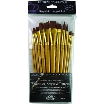 Umělecký štětec Royal And Langnickel Sada štětců Royal & Langnickel Brown Taklon 12 ks