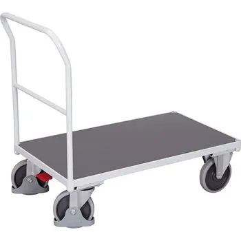 Plošinový vozík Plošinový vozík VARIOfit s jedním madlem, 1200 x 800 mm, nosnost 500 kg, barva světle šedá RAL7035