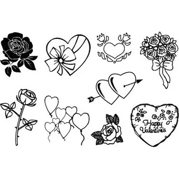 Razítko SMT Creatoys Silikonová gelová razítka - Srdce a růže 10x15 cm