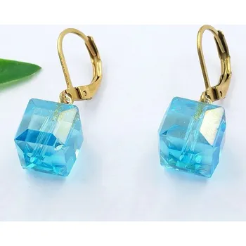 Náušnice Náušnice z chirurgické oceli s duhovou tyrkys kostkou 21040