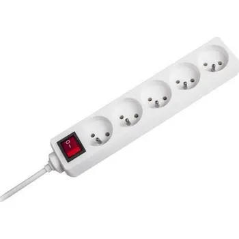 Stavebniny Prodlužovací zásuvka 5 x + vypínač 5 m bílá (3 x 1,5 mm)