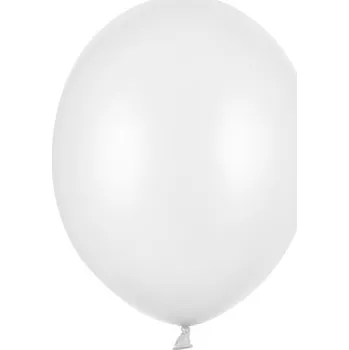 PartyDeco Balónek bílý metalický 27 cm 50 ks - bílé nafukovací metalické svatební balónky na party, oslavu, svatbu