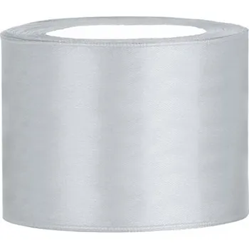 Stuha PartyDeco Stuha saténová stříbrná 50 mm x 25 m - široké dekorační stuhy 5 cm x 25 m