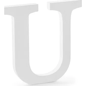 Svatební dekorace PartyDeco U - velké dřevěné písmeno bílé 20,5 x 20 cm - svatební písmena