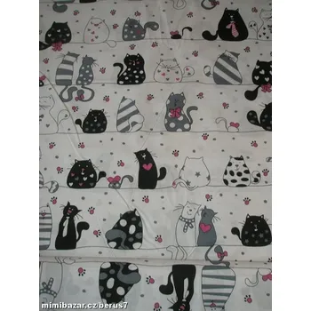 Látka - látky Kočičky * kočka na bílém růžová