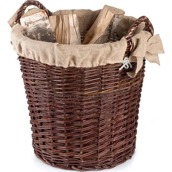 Proutěný koš na dřevo DOVER s látkou