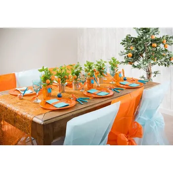 ubrus Svatba-eshop Šerpa na stůl abaka široká oranžová 60 cm x 5 m - šerpa na slavnostní svatební stůl