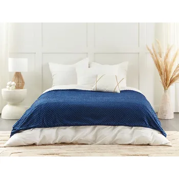 Přehoz na lůžko Potah na pokrývku modrý polyesterová tkanina 123 x 200 cm vzor puntíků moderní designový textil ložnice Beliani