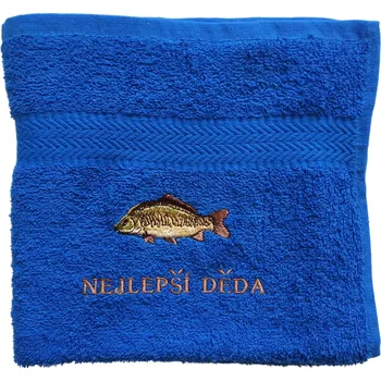 Ručník Ručník bavlněný Kapr "Nejlepší děda" Barva: Modrá