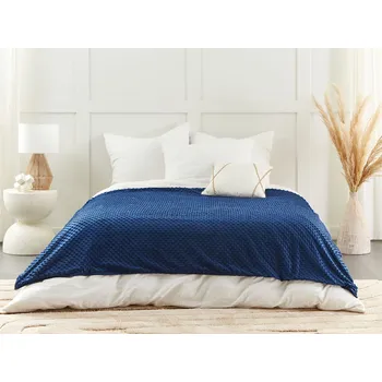 Přehoz na lůžko Potah na pokrývku modrý polyesterová tkanina 150 x 200 cm vzor puntíků moderní designový textil ložnice Beliani