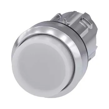 Stykač SIEMENS Tlačítko, osvětlené, 22 mm, kulaté, kov, s vysokým leskem, bílé, knoflík stiskací 3SU1051-0BB60-0AA0