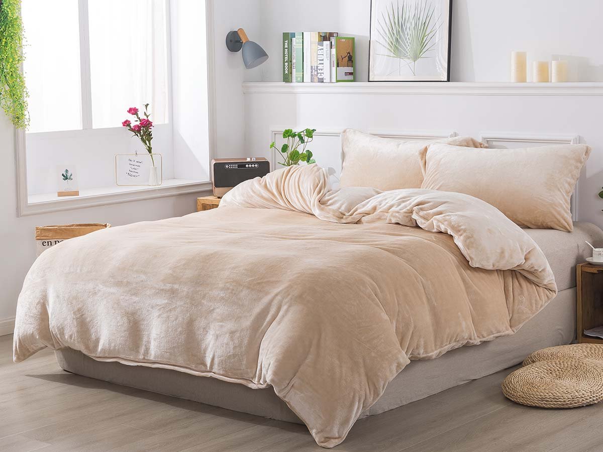 XPOSE® Mikroplyšové povlečení JORGA Exclusive - bílá káva 140x200 cm, 70x90 cm, Mikroplyš + Prodloužená možnost vrácení zboží do 50 dnů