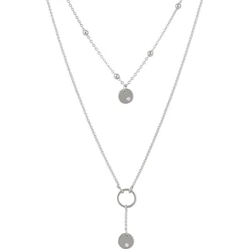 Náhrdelník Vrstvený náhrdelník s kroužky Colibra - postříbřený