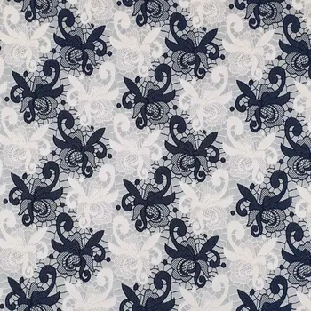 Žakár šedý, modro-bílé květinové pruhy, š.130