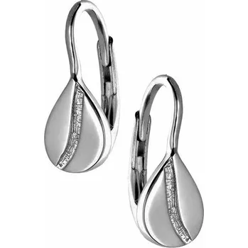 Náušnice Zlaton Náušnice bílé zlato kapka s kamenem visací 1.5cm 2.05g 001910907243