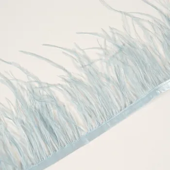 Prýmek - pštrosí peří 10 - 15 cm šedomodrá