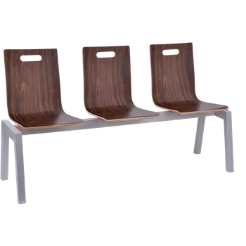 MEGAN PLUS 3, dřevěná lavice do čekárny, 3-sedák, ořech, kostra stříbrná