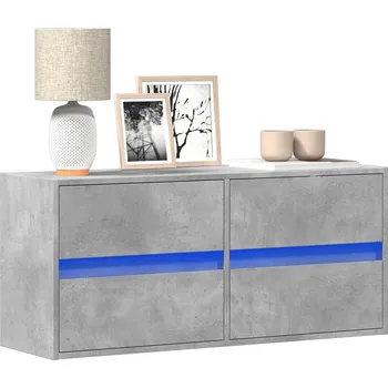 Televizní stolek vidaXL Nástěnná TV skříňka s LED osvětlením 100 x 31 x 45 cm [852292] Barva: Betonová šedá