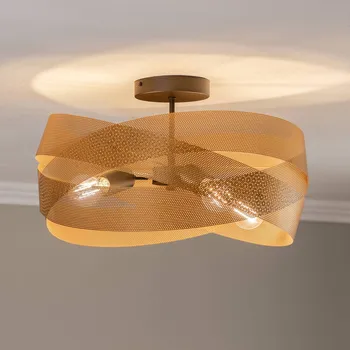 Euluna stropní světlo Tornado, zlatá, Ø 50 cm - Stínidlo na lampu - Ø 14 cm, výška 3 cm; stínidlo na lampu - Ø 50 cm, výška 23 cm zlatý 3 x 10 W LED - Doprava zdarma