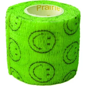 Kohesivní bandáž bez latexu, elastická, 5 cm x 4,5 m, zelená se smajlíkem, 1 ks