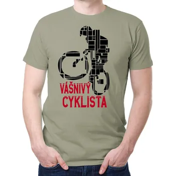 Pánské tričko Cyklo tričko - Bike + vášnivý cyklista/vášnivá cyklistka, Barva látky sv. khaki, Střih Dámsky, Velikost S