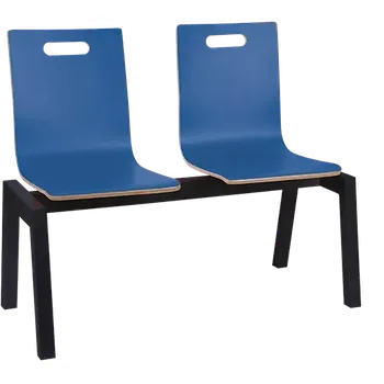 MEGAN 2, dřevěná lavice do čekárny, 2-sedák, modrá, kostra černá
