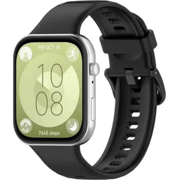 Příslušenství k chytrým hodinkám Silikonový řemínek se sponou na hodinky Huawei watch fit 3 / 4 / 4 Pro Barva: Černá 9