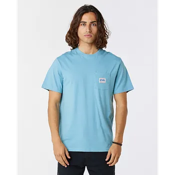 Pánská móda Tričko Rip Curl HORIZON BADGE S/S TEE Dusty Blue velikost M