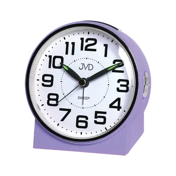 Budík JVD Fialový tichý netikající ručkový budík s osvětlením JVD SRP1060.3