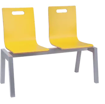 MEGAN PLUS 2, dřevěná lavice do čekárny, 2-sedák, žlutá, kostra stříbrná