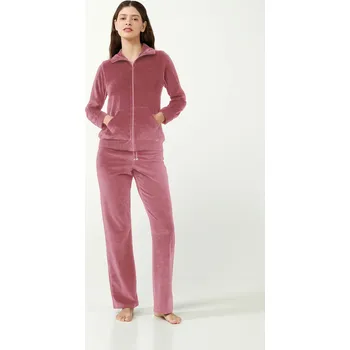 Dámská halenka Vamp - Sametová tepláková souprava na zip 21142 - Vamp pink nectar M