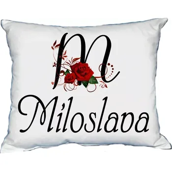 Dekorativní polštářek Polštář s dámským jménem MILOSLAVA Černý (polštářek dámské jméno )