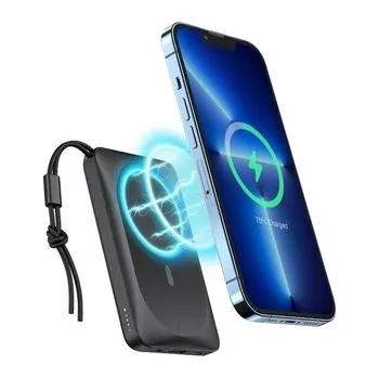 Powerbanka Externí baterie POWER BANK Veger W1151, 10000mAh, indukce, MagSafe, PD 20W, QC 3.0, barva černá