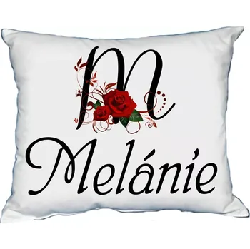 Dekorativní polštářek Polštář s dámským jménem MELÁNIE Červený (polštářek dámské jméno )