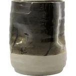 House Doctor Tmavě hnědý kameninový květináč Happy Ø 14,5 cm