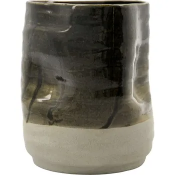 Květináč House Doctor Tmavě hnědý kameninový květináč Happy Ø 14,5 cm