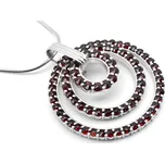 Stříbrný přívěsek kruhy s českým granátem Tulli - Rhodiování