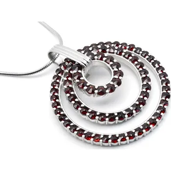 Přívěsek Stříbrný přívěsek kruhy český granát Tulli - Rhodiování