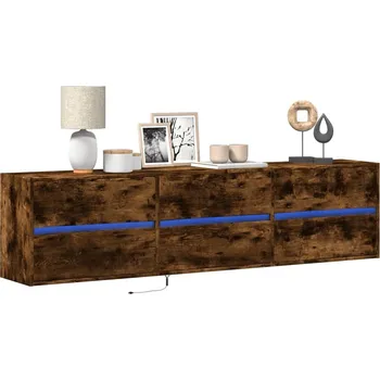 Televizní stolek vidaXL Nástěnná TV skříňka s LED 180 x 31 x 45 cm [3307936] Barva: kouřový dub