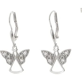 Náušnice Dámské stříbrné visací náušnice s anděly STANU0833F