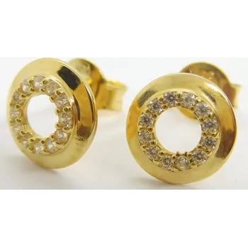 Náušnice Klenoty Budín Dámské zlaté peckové náušnice na puzetku se zirkony 585/1,00gr MINET JMG0011WGE01