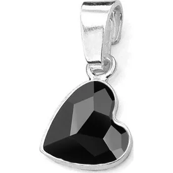 Prsten NUBIS® Stříbrný přívěšek se srdcem Crystals from Swarovski® Jet Black - NB-0205-JB