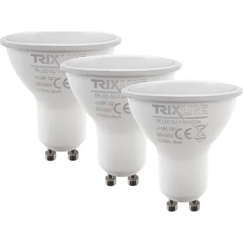 Žárovka LED žárovka Trixline 6W GU10 neutrální bílá 3 PACK
